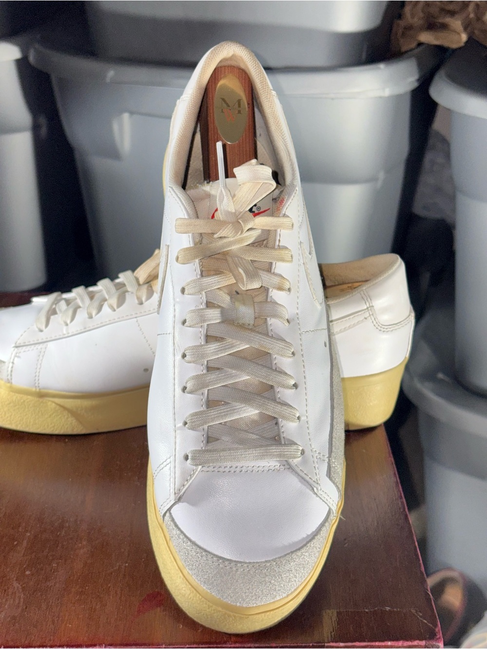 Nike blaze platform Off-White/Tan Low-Top Sneakers size 12(126)